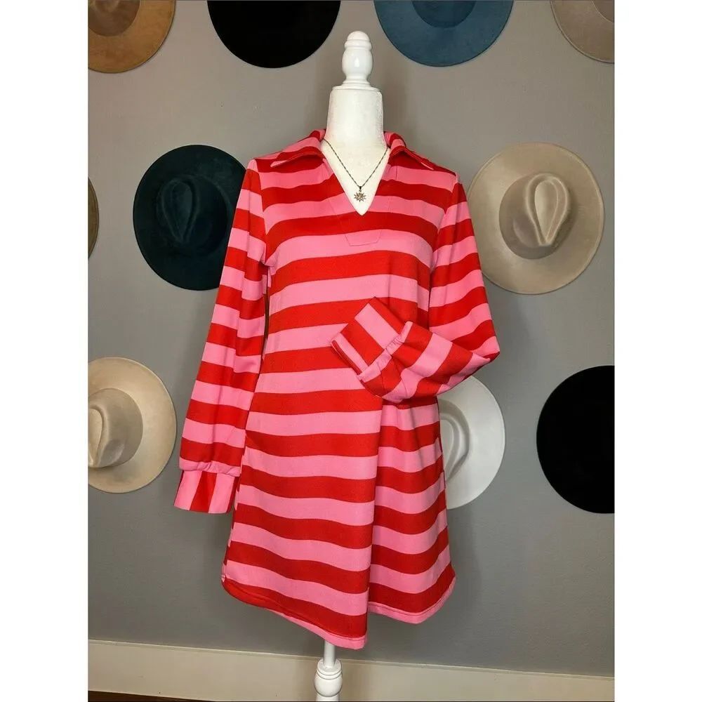 Striped Pink and Red Tunic Dress